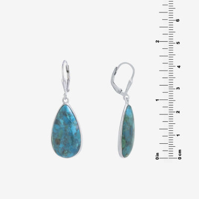 Enhanced Blue Turquoise Sterling Silver Drop Earrings