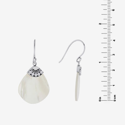 Bali Inspired White Mother Of Pearl Sterling Silver Drop Earrings