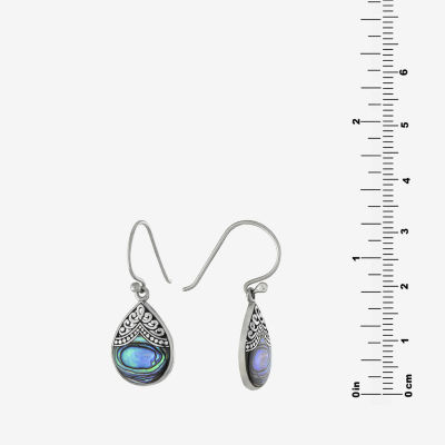 Bali Inspired Womens Abalone Sterling Silver Drop Earrings