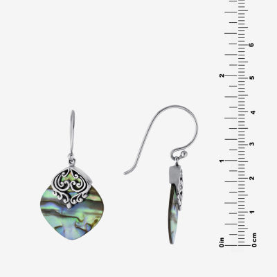 Bali Inspired Abalone Sterling Silver Drop Earrings