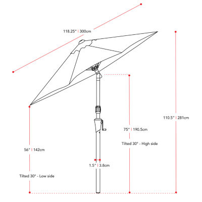 Wind Resistant Tilting Patio Umbrella