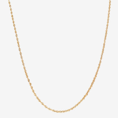 Womens 10K Gold 20 Inch Rope Chain Necklace