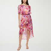 Perceptions Womens Midi V Neck Short Sleeve Fit + Flare Dress, Color: Black  - JCPenney