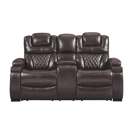 Signature Design By Ashley Warnerton Power Reclining Loveseat With Console, One Size, Brown