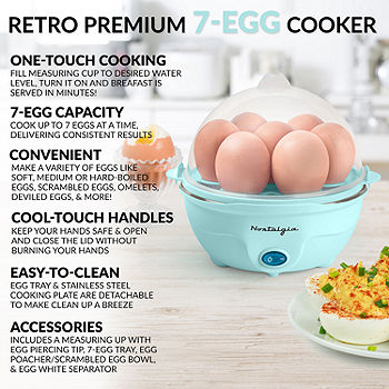 7-Egg Electric Easy Egg Cooker, Steamer, Poacher (Blue Gray)