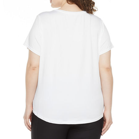 Xersion Womens Performance V Neck Short Sleeve T-Shirt Plus, 4x, White