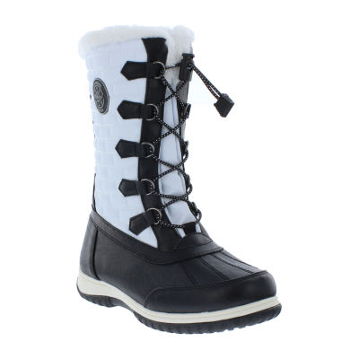 Totes Womens Liz Waterproof Flat Heel Winter Boots, Color: White Black ...