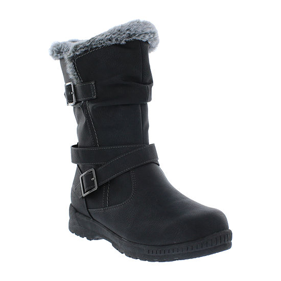 Totes Womens Leah Waterproof Flat Heel Winter Boots, Color: Black ...