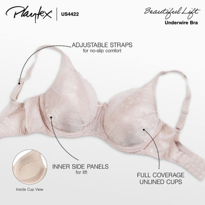 Playtex Secrets Beautiful Lift Classic Support Underwire Full Coverage Bra 4422