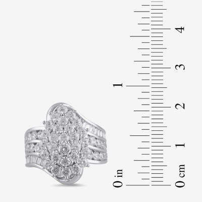 Diamond Blossom Womens 3 CT. T.W. Lab Grown White 10K or Yellow Gold Cluster Cocktail Ring