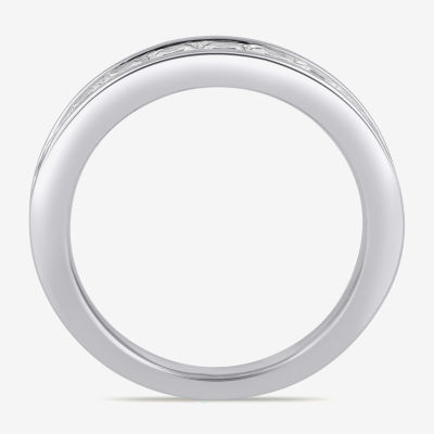 (F / Si2) Womens 1 1/2 CT. Lab Grown White Diamond 10K White Gold Anniversary Band