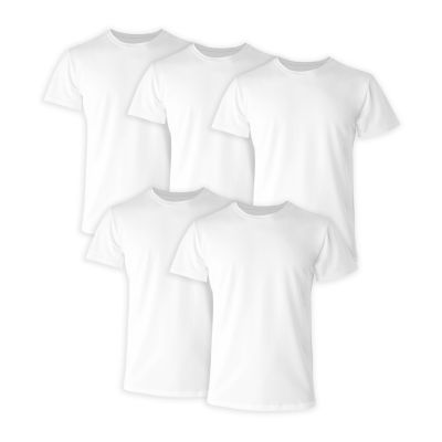 Hanes Comfort Fit Cotton Stretch Bonus Pack Mens 5 Pack Short Sleeve Crew Neck Moisture Wicking T-Shirt
