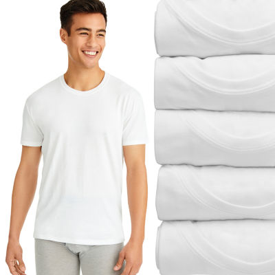 Hanes Comfort Fit Cotton Stretch Bonus Pack Mens 5 Pack Short Sleeve Crew Neck Moisture Wicking T-Shirt
