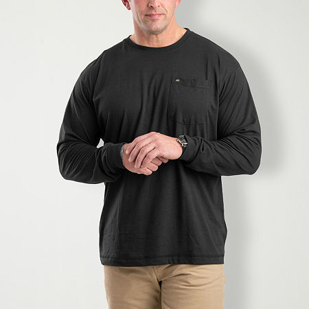 Berne Performance Mens Crew Neck Long Sleeve Moisture Wicking Pocket T-Shirt, X-large, Black