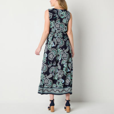 Robbie Bee Womens Sleeveless Paisley Maxi Dress