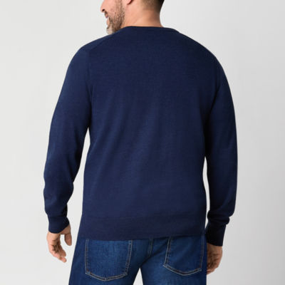 St. John's Bay Fine Gauge Mens V Neck Long Sleeve Pullover Sweater