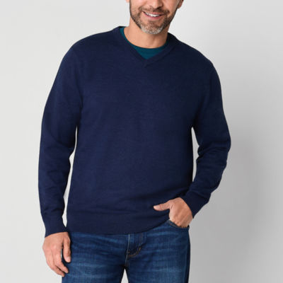 St. John's Bay Fine Gauge Mens V Neck Long Sleeve Pullover Sweater