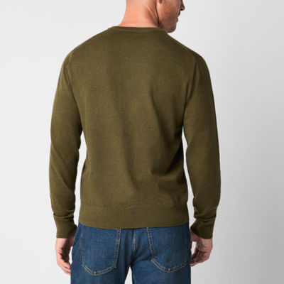 St. John's Bay Fine Gauge Mens V Neck Long Sleeve Pullover Sweater