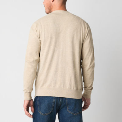 St. John's Bay Fine Gauge Mens V Neck Long Sleeve Cardigan
