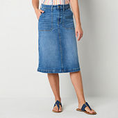 Mid length denim skirts jcpenney best sale