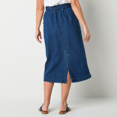 St. John's Bay Womens High Rise Midi Denim Skirt