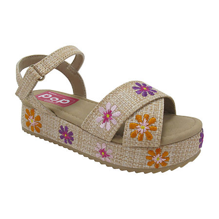 Pop Little & Big Girls Laia Platform Sandals, 12 Medium, White