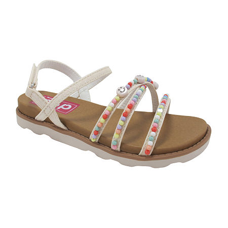 Pop Osana Little & Big Girls Adjustable Strap Footbed Sandals, 3 Medium, White