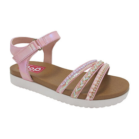 Pop Aiza Little & Big Girls Adjustable Strap Footbed Sandals, 1 Medium, Pink