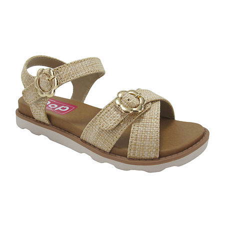 Pop Ainara Little & Big Girls Adjustable Strap Footbed Sandals, 13 Medium, White