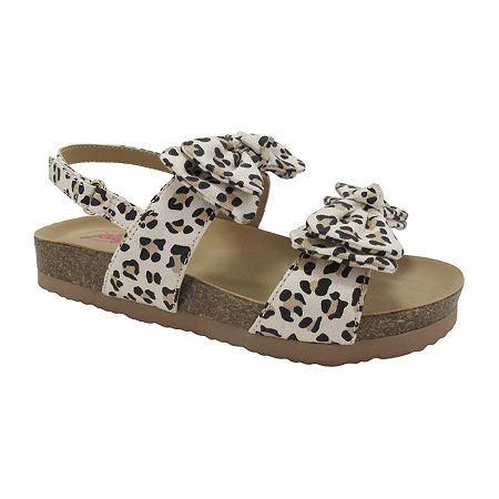 Pop Belana Little & Big Girls Adjustable Strap Footbed Sandals, 1 Medium, Brown