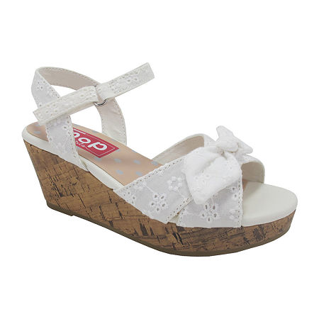 Pop Little & Big Girls Friendly Wedge Sandals, 3 Medium, White