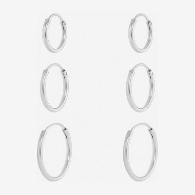Silver Reflections Womens 3 Pair Earring Set