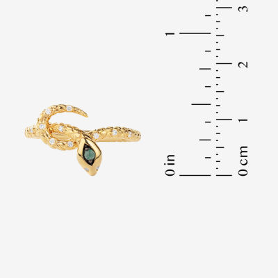 Harry Potter (F/Si2) Womens Lab Grown Diamond Accent Genuine Green Aventurine 14K Gold Over Silver Cocktail Ring