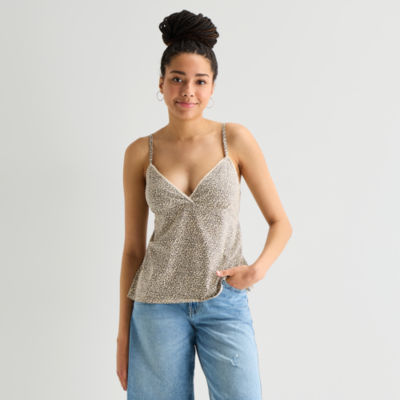 Arizona Womens Juniors Sleeveless Babydoll Top