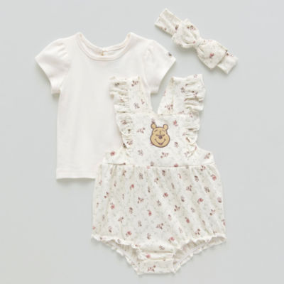 Disney Baby Girls 3-pc. Winnie The Pooh Shortall Set