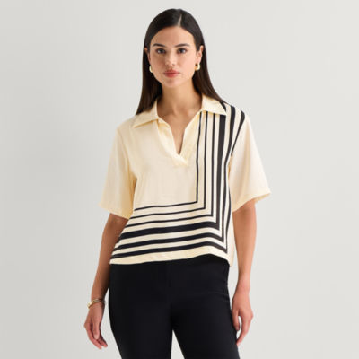 Worthington Womens Short Sleeve Camp Shirt