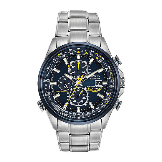 Citizen World Chronograph A-T Mens Chronograph Multi-Function Atomic Time Silver Tone Stainless Steel Bracelet Watch At8020-54l