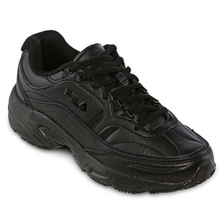 FILA Memory Workshift Womens Slip-Resistant Athletic Shoes, 6 Wide, Black