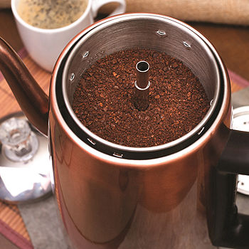 Moss & Stone Electric Coffee Percolator | Copper Body with Stainless Steel  Lids