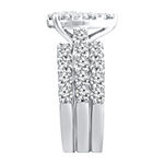 Womens 4 CT. T.W. Genuine White Diamond 10K White Gold Pear Side Stone Bridal Set