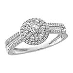 Womens 1/2 CT. T.W. Genuine White Diamond 10K White Gold Round Engagement Ring