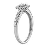 Womens 1/2 CT. T.W. Genuine White Diamond 10K White Gold Cushion Halo Engagement Ring