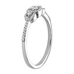 Womens 1/5 CT. T.W. Genuine White Diamond 10K White Gold Square 3-Stone Promise Ring
