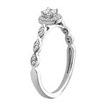 Womens 1/4 CT. T.W. Genuine White Diamond 10K White Gold Round Engagement Ring