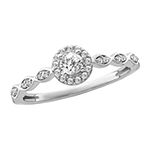 Womens 1/4 CT. T.W. Genuine White Diamond 10K White Gold Round Engagement Ring