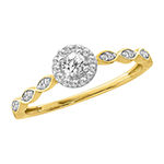 Womens 1/4 CT. T.W. Genuine White Diamond 10K Gold Round Halo Engagement Ring