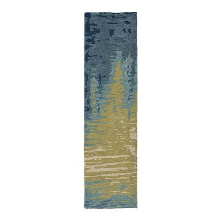 Liora Manne Corsica Reflection Hand Tufted Wool Runner Rug, One Size, Blue