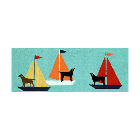 Liora Manne Frontporch Sailing Dog Runners, One Size, Blue