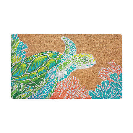 Liora Manne Natura Seaturtle Indoor/Outdoor Mat, One Size, White