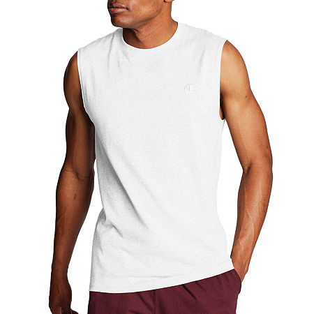 Champion Classic Jersey Mens Sleeveless Muscle T-Shirt, Large, White